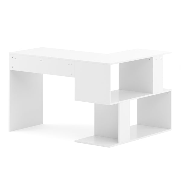 Eckschreibtisch ALBERTINA mit Regal 120 x 100 x 77 cm weiss