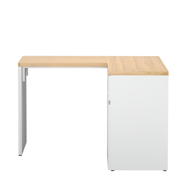 Eckschreibtisch ANHEL mit 2 Schubladen 117 x 90 x 76 cm natur/weiss