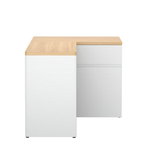 Eckschreibtisch ANHEL mit 2 Schubladen 117 x 90 x 76 cm natur/weiss