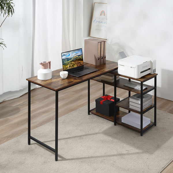 Eckschreibtisch Computer Schreibtisch Rustik Braun 135x90x79cm