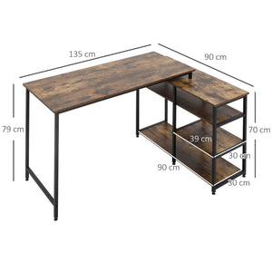 Eckschreibtisch Computer Schreibtisch Rustik Braun 135x90x79cm