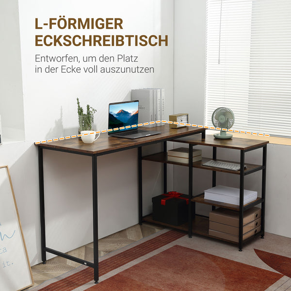 Eckschreibtisch Computer Schreibtisch Rustik Braun 135x90x79cm