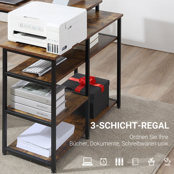 Eckschreibtisch Computer Schreibtisch Rustik Braun 135x90x79cm