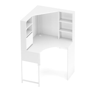 Eckschreibtisch EMIL mit Regal 85 x 85 x 142 cm weiss