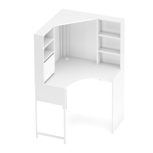 Eckschreibtisch EMIL mit Regal 85 x 85 x 142 cm weiss