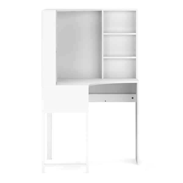 Eckschreibtisch EMIL mit Regal 85 x 85 x 142 cm weiss