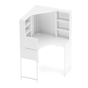 Eckschreibtisch EMIL mit Regal 85 x 85 x 142 cm weiss