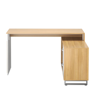 Eckschreibtisch JENTRY mit Schublade 140 x 130 x 76 cm natur/weiss