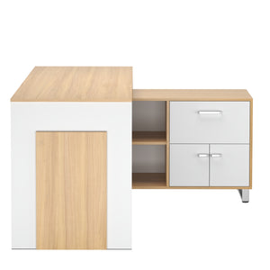 Eckschreibtisch JENTRY mit Schublade 140 x 130 x 76 cm natur/weiss