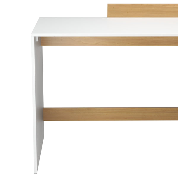 Eckschreibtisch KRANE mit 3 Schubladen 129 x 105 x 83 cm weiss/natur