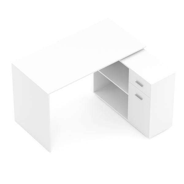 Eckschreibtisch STUARD mit Stauraum 120 x 106 x 75 cm weiss