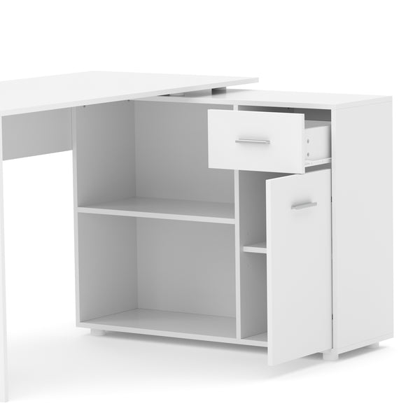 Eckschreibtisch STUARD mit Stauraum 120 x 106 x 75 cm weiss