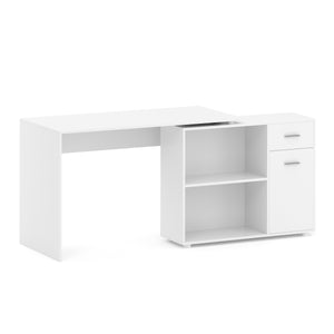 Eckschreibtisch STUARD mit Stauraum 120 x 106 x 75 cm weiss