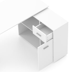 Eckschreibtisch STUARD mit Stauraum 120 x 106 x 75 cm weiss