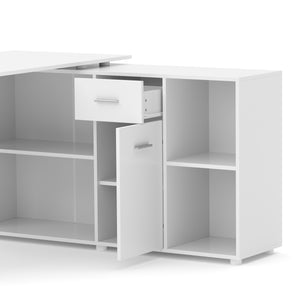Eckschreibtisch STUARD mit Stauraum 130 x 130 x 75 cm weiss