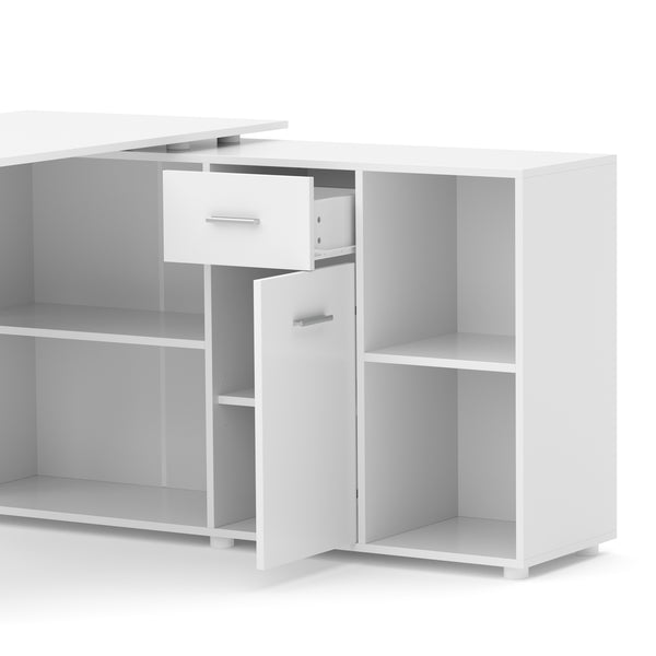 Eckschreibtisch STUARD mit Stauraum 130 x 130 x 75 cm weiss