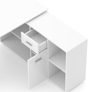 Eckschreibtisch STUARD mit Stauraum 130 x 130 x 75 cm weiss