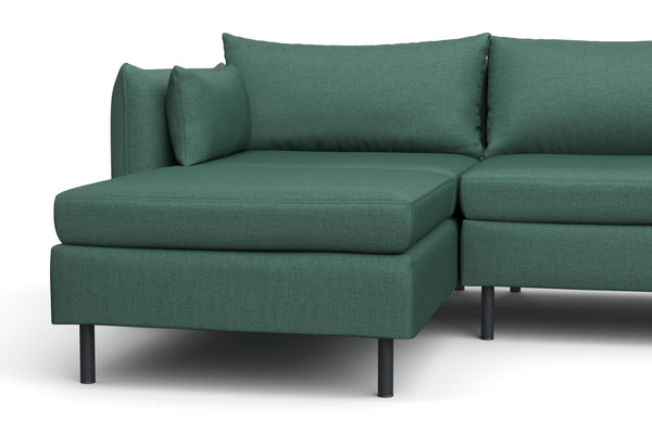 Ecksofa AIDEN links dunkelgrün