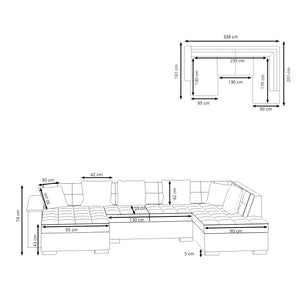 Ecksofa ARIA links grau
