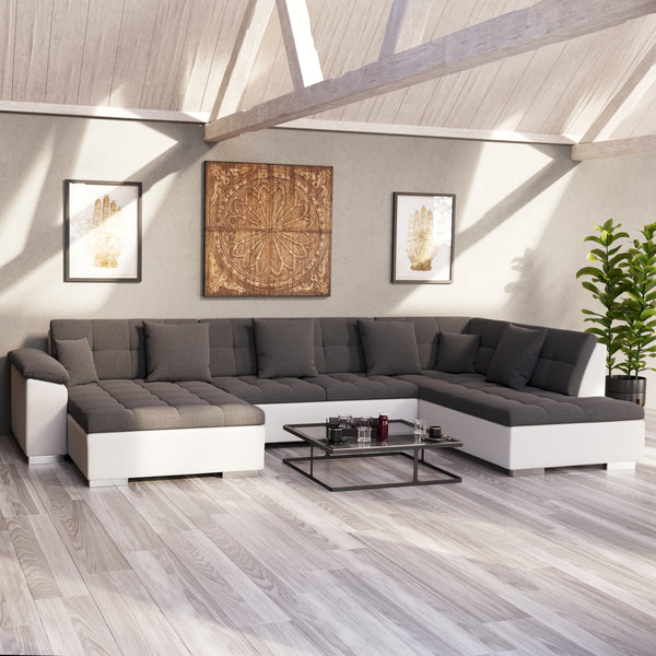 Sofa ARIA links grau/weiss