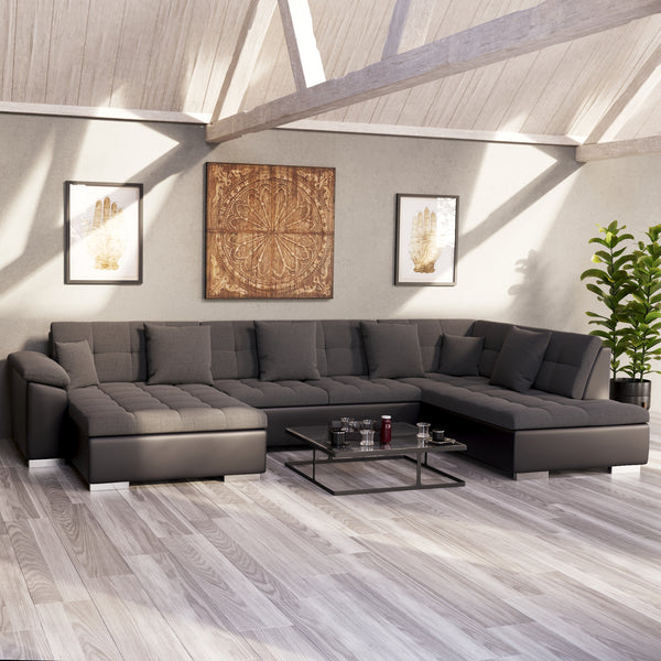 Sofa ARIA links grau/schwarz