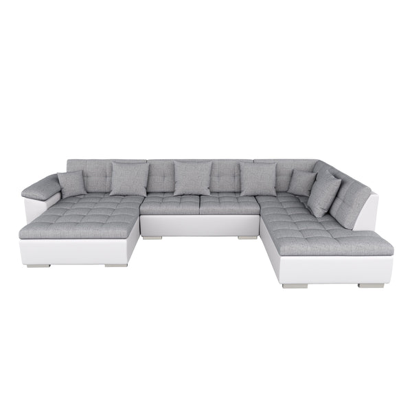 Ecksofa """"ARIA"""", weiss/grau, links