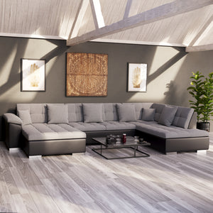 Ecksofa """"ARIA"""", schwarz/grau, links