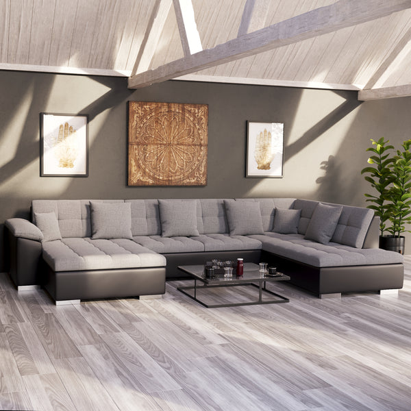 Ecksofa """"ARIA"""", schwarz/grau, links