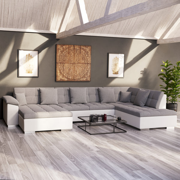 Ecksofa """"ARIA"""", weiss/grau, links