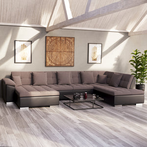 Ecksofa ARIA links taupe/schwarz