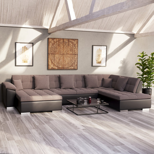 Ecksofa ARIA links taupe/schwarz