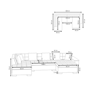 Sofa ARIA rechts grau/schwarz