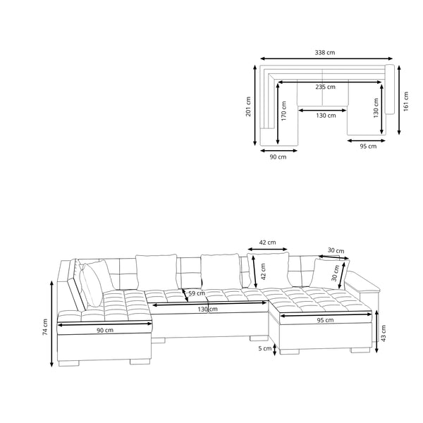 Sofa ARIA rechts braun
