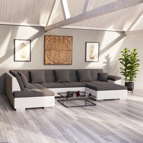 Sofa ARIA rechts grau/weiss