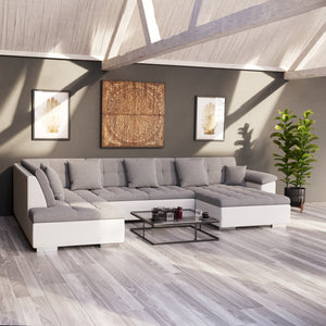 Ecksofa """"ARIA"""", weiss/grau, rechts