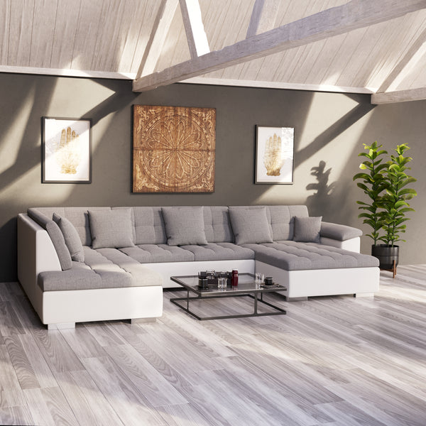 Ecksofa """"ARIA"""", weiss/grau, rechts
