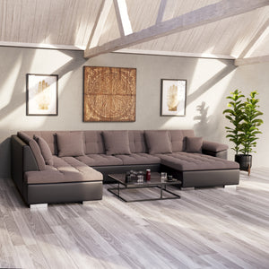 Ecksofa ARIA rechts taupe/schwarz