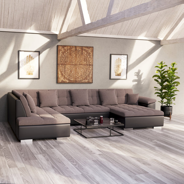 Ecksofa ARIA rechts taupe/schwarz