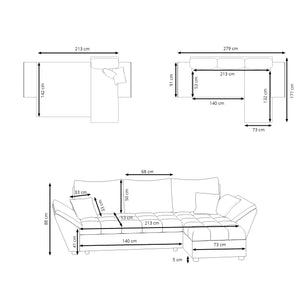Ecksofa CAESAR weiss grau