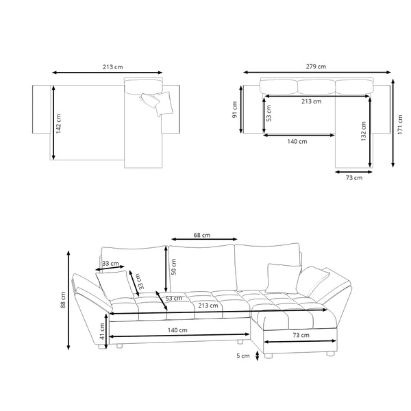 Ecksofa CAESAR weiss grau