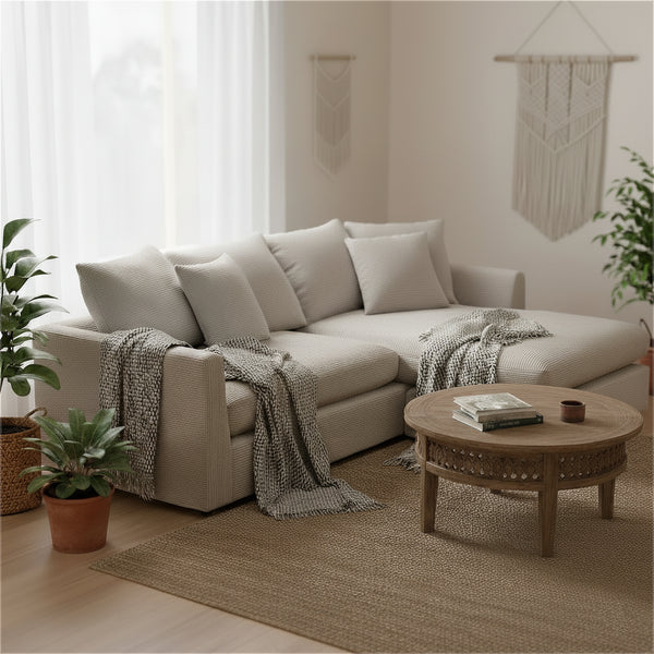 Ecksofa Cord ILONA creme