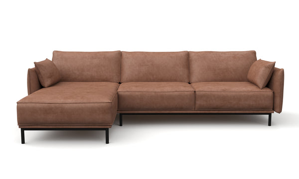 Ecksofa Leder ELVIS links braun