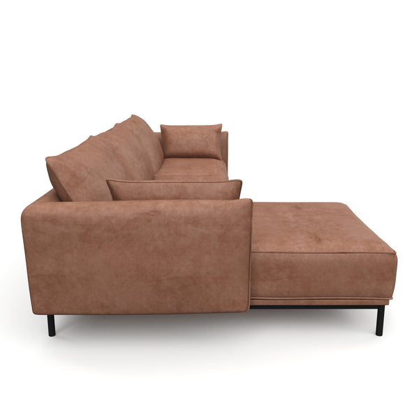 Ecksofa Leder ELVIS links braun