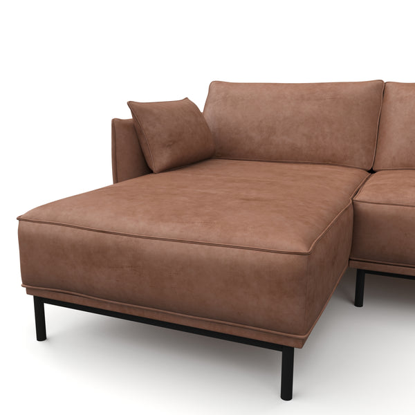 Ecksofa Leder ELVIS links braun