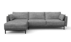 Ecksofa Leder ELVIS links grau