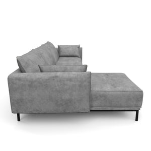 Ecksofa Leder ELVIS links grau