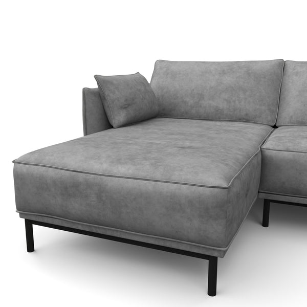Ecksofa Leder ELVIS links grau