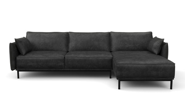 Ecksofa Leder ELVIS rechts anthrazit