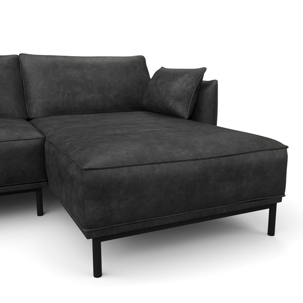 Ecksofa Leder ELVIS rechts anthrazit
