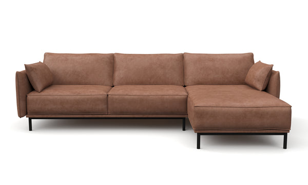 Ecksofa Leder ELVIS rechts braun